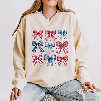 Simply Sage Market Coquette Bow Chart Stars And Stripes Lightweight Garment Dyed Sweatshirt