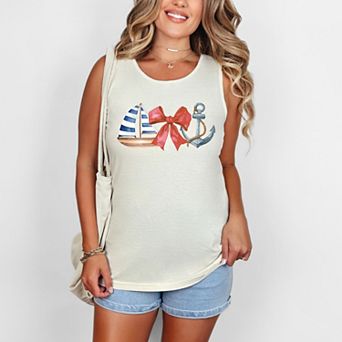 Simply Sage Market Coquette Ship Anchor Garment Dyed Tank