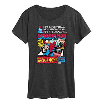 Women's Marvel Spider-Man Retro Comic Book Cover Graphic Tee