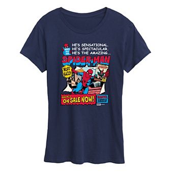 Women's Marvel Spider-Man Retro Comic Book Cover Graphic Tee