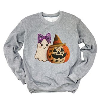 Ghost and Pumpkin Patchwork Print - Womens Sweatshirt