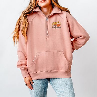 Embroidered Cozy Season Books - Women's Quarter Zip Fleece
