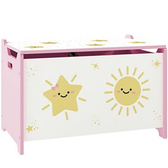 Qaba Toy Box for Kids, Toy Chest with Lid, Safety Hinges, Handles