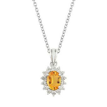 SIRI USA by TJM Sterling Silver Gemstone & Cubic Zirconia Pendant Necklace