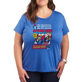 Plus Size Marvel Spider-Man Retro Comic Book Cover Graphic Tee