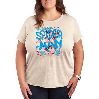 Plus Size Marvel The Amazing Marvel Spider-Man Streetwear Graphic Tee