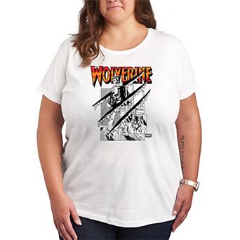 Plus Size Marvel Wolverine Comic Panels Claw Rip Graphic Tee