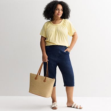 Plus Size Croft & Barrow® Smocked Short Sleeve Blouse