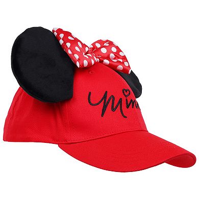 Women's Disney's Minnie Mouse 3D Bow Baseball Hat With Ears