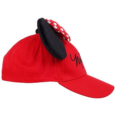 Women's Disney's Minnie Mouse 3D Bow Baseball Hat With Ears