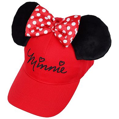 Women's Disney's Minnie Mouse 3D Bow Baseball Hat With Ears