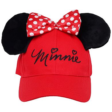 Women's Disney's Minnie Mouse 3D Bow Baseball Hat With Ears