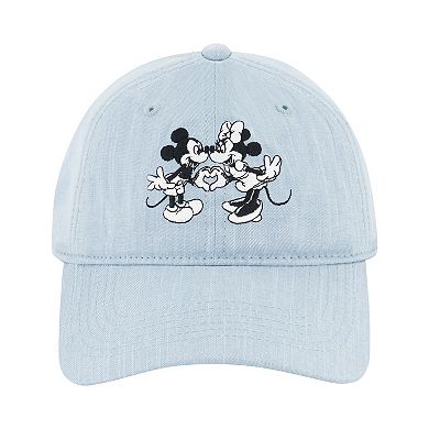 Women's Disney's Mickey & Minnie Mouse Heart Hands Embroidery Dad Cap