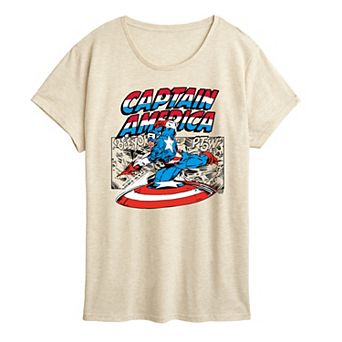 Women's Marvel Captain America Comic Panel Graphic Tee