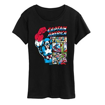 Women's Marvel Captain America Comic Panels Graphic Tee