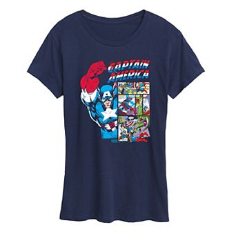 Women's Marvel Captain America Comic Panels Graphic Tee