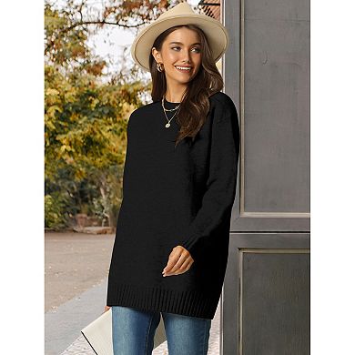 2 Packs Womens' Round Neck Long Sleeve Casual Sweater with Pockets
