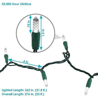 Sunnydaze 70 Ct Indoor/Outdoor Holiday String LED Lights - 21 ft