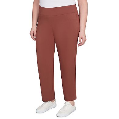 Hearts of Palm Plus Size Neutral Ground Solid Tech Stretch Ankle Length Pant