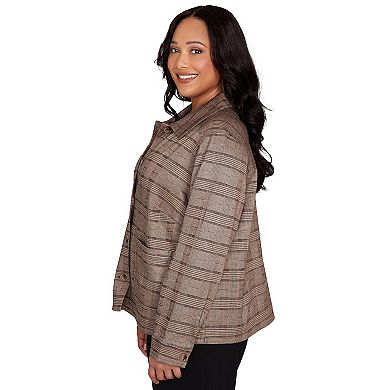 Hearts of Palm Plus Size Neutral Ground Long Sleeve Plaid Jacket