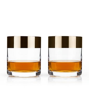 Irving Crystal Bronze-Rim Rocks Glasses Viski®