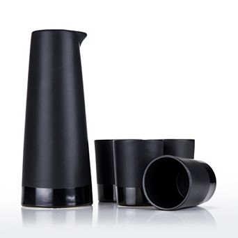 5 pc Stoneware Sake Set in Black Viski®