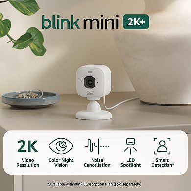 Blink Mini 2K Security Camera with Color Night Vision & Motion Detection
