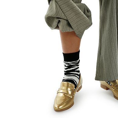 Rag & Co Noshiya Women's Patent Pleather Penny Loafers with Stud Detail