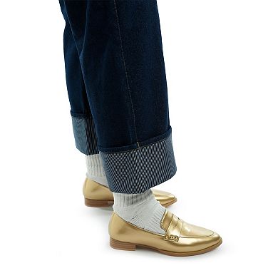 Rag & Co Noshiya Women's Patent Pleather Penny Loafers with Stud Detail