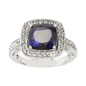 SIRI USA by TJM Sterling Silver Lab-Created Corundum & Cubic Zirconia Ring