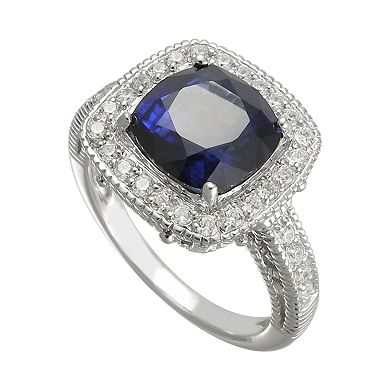 SIRI USA by TJM Sterling Silver Lab-Created Corundum & Cubic Zirconia Ring