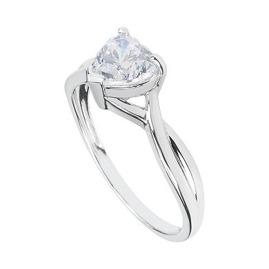 SIRI USA by TJM Sterling Silver Heart Lab-Created Cubic Zirconia Ring