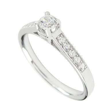 SIRI USA by TJM Sterling Silver Cubic Zirconia Round Engagement Ring