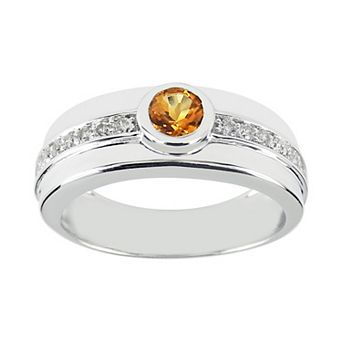 SIRI USA by TJM Sterling Silver Citrine & Cubic Zirconia Round Ring