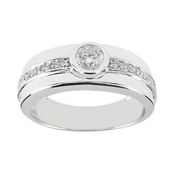 SIRI USA by TJM Sterling Silver Cubic Zirconia Round Bezel Set Ring