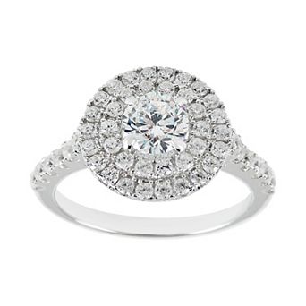 SIRI USA by TJM Sterling Silver Cubic Zirconia Round Double Halo Ring