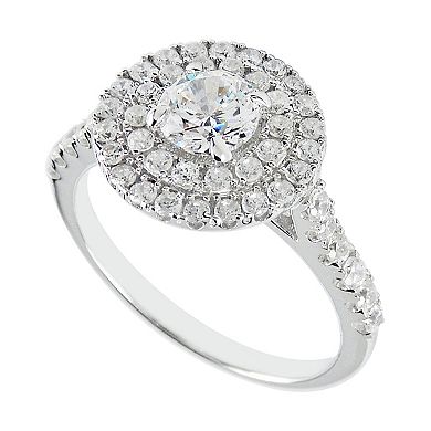 SIRI USA by TJM Sterling Silver Cubic Zirconia Round Double Halo Ring