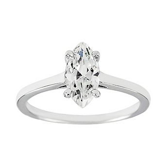 SIRI USA by TJM Sterling Silver Cubic Zirconia Marquise Solitaire Ring