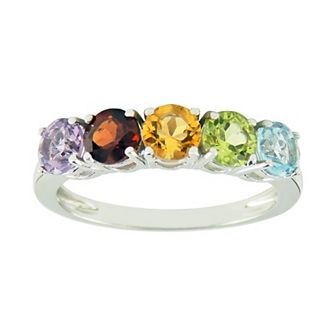 SIRI USA by TJM Sterling Silver Multi-Color Cubic Zirconia 5-Stone Ring