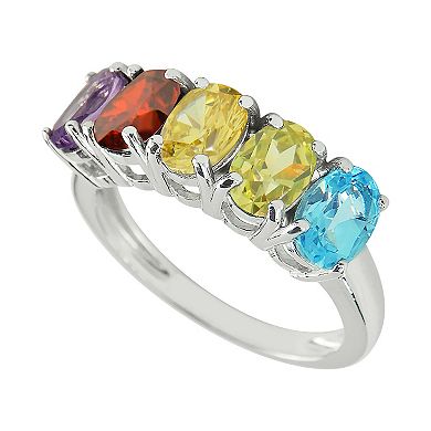 SIRI USA by TJM Sterling Silver Multi-Color Cubic Zirconia Oval Ring