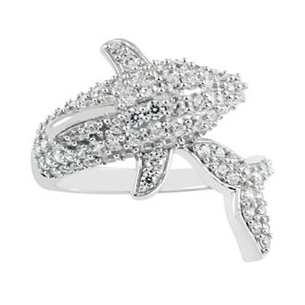 SIRI USA by TJM Sterling Silver Cubic Zirconia Dolphin Ring