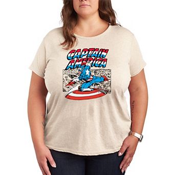 Plus Size Marvel Captain America Comic Panel Graphic Tee