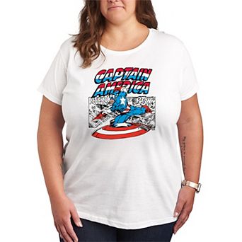 Plus Size Marvel Captain America Comic Panel Graphic Tee