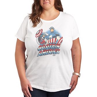 Plus Size Marvel Captain America Retro Graphic Tee