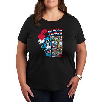 Plus Size Marvel Captain America Comic Panels Graphic Tee