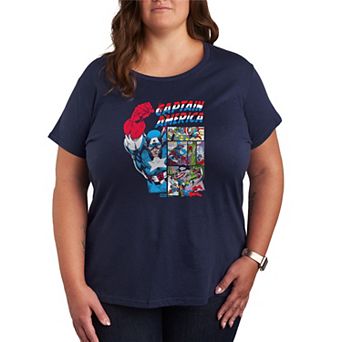 Plus Size Marvel Captain America Comic Panels Graphic Tee