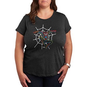 Plus Size Marvel Spider-Man Neon Graphic Tee