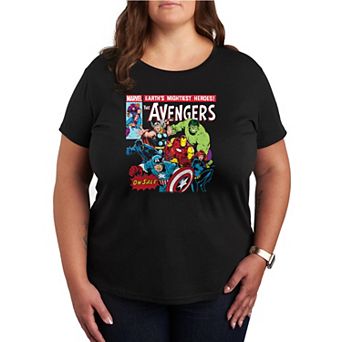 Plus Size Marvel The Avengers Retro Comic Cover Graphic Tee