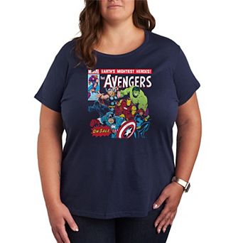 Plus Size Marvel The Avengers Retro Comic Cover Graphic Tee