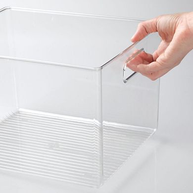 mDesign Storage Bin with Handles for Kitchen, Bathroom, or Home Office, Set of 4, Clear